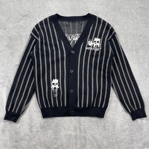 Forever 21 Cardigan Sweater Boys Medium Black Striped Badtz Maru Dont Stare